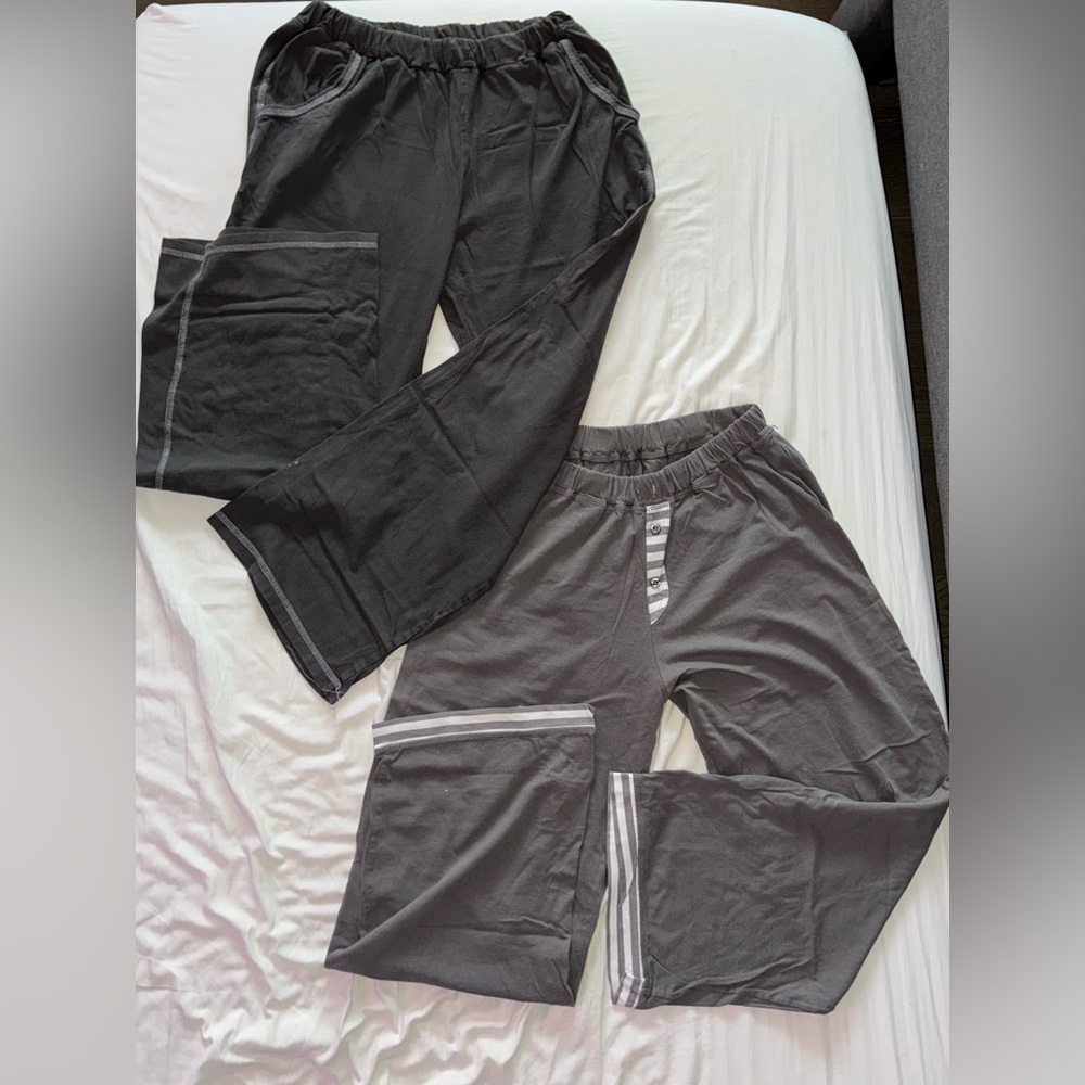 Gray Elastic Waist Sleeping Pants